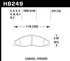 Pontiac Firebird Brake Pad Sets - Front - Hawk Performance - HP+ - `98-`02 Pontiac Firebird Brake Pad Sets - Front - Hawk Performance - HP+ - `98-`02
